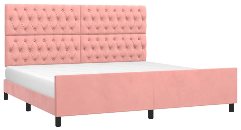 Estrutura de cama c/ cabeceira 200x200 cm veludo rosa