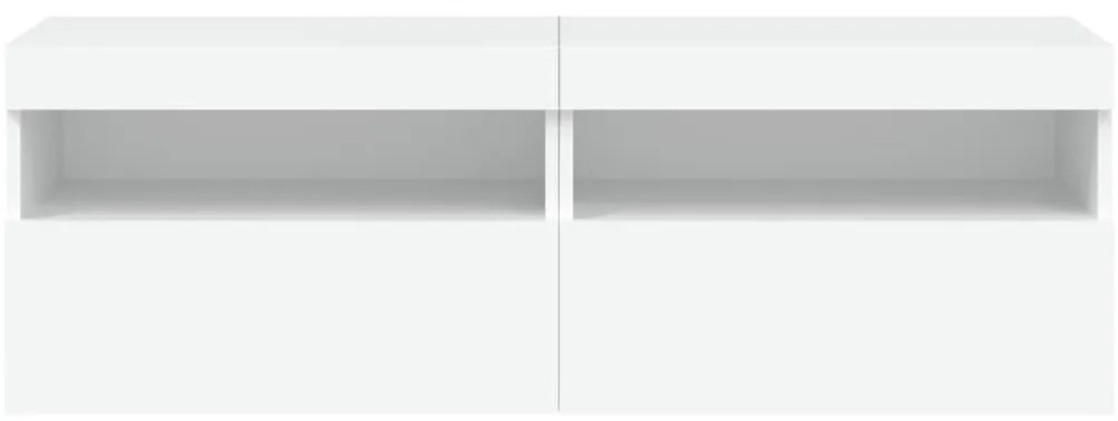 Móveis de parede p/ TV com luzes LED 2 pcs 60x30x40 cm branco