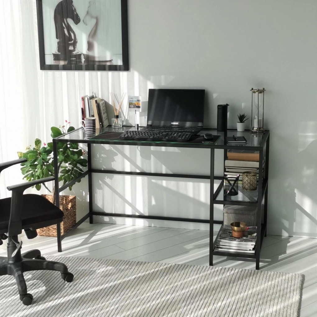 Secretária Master – Preto Fumado – 130 cm x 75 cm x 60 cm