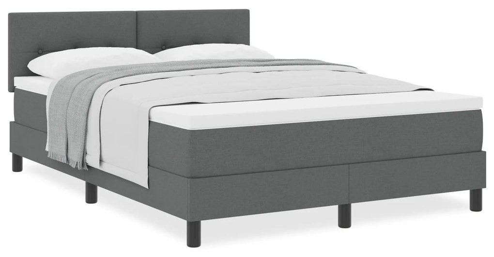 Cama Box Spring com Colchão Cinza Escuro 140x200 cm Tecido