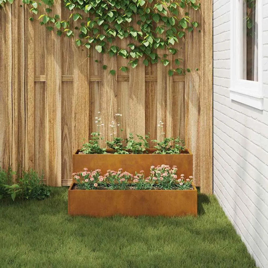Jardineira 2 Níveis 100x60x45 cm Aço Envelhecido
