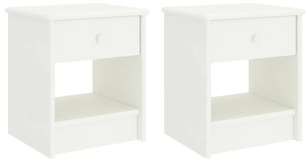 vidaXL Mesas de cabeceira 2 pcs 35x30x40cm madeira pinho maciça branco