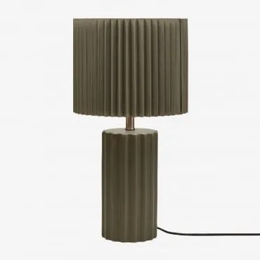 Candeeiro De Mesa Em Cerâmica E Tecido Marvila ↑45 Cm & Verde Exército - Sklum