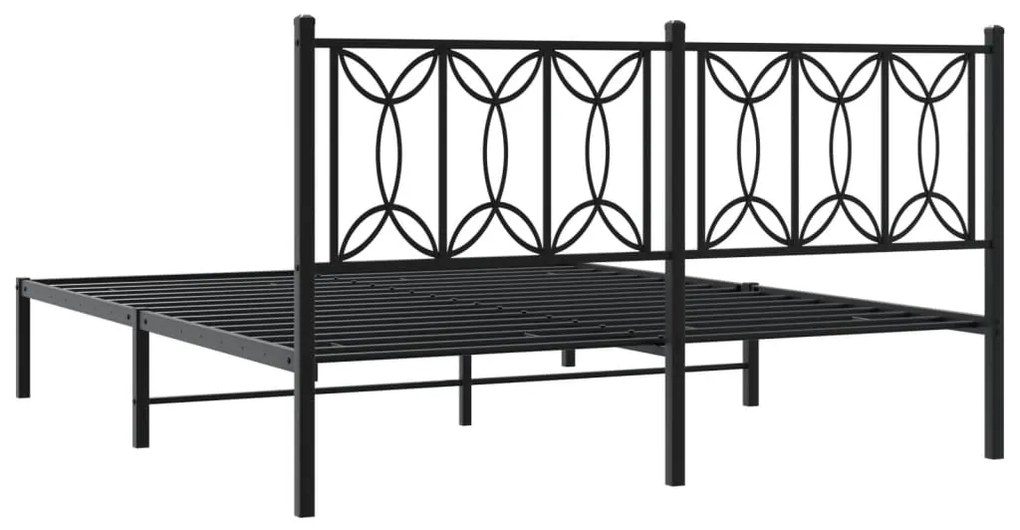 Estrutura de cama com cabeceira 160x200 cm metal preto