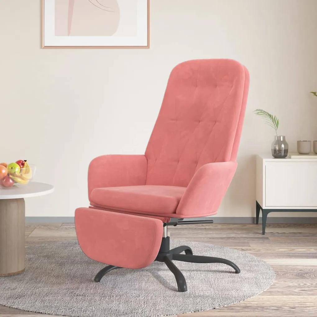 3097645 vidaXL Cadeira de descanso com apoio de pés veludo rosa