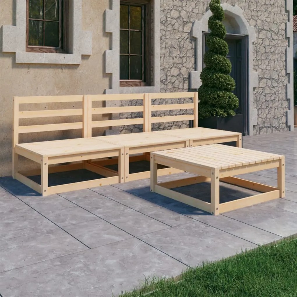 vidaXL 4 pcs conjunto lounge de jardim pinho maciço