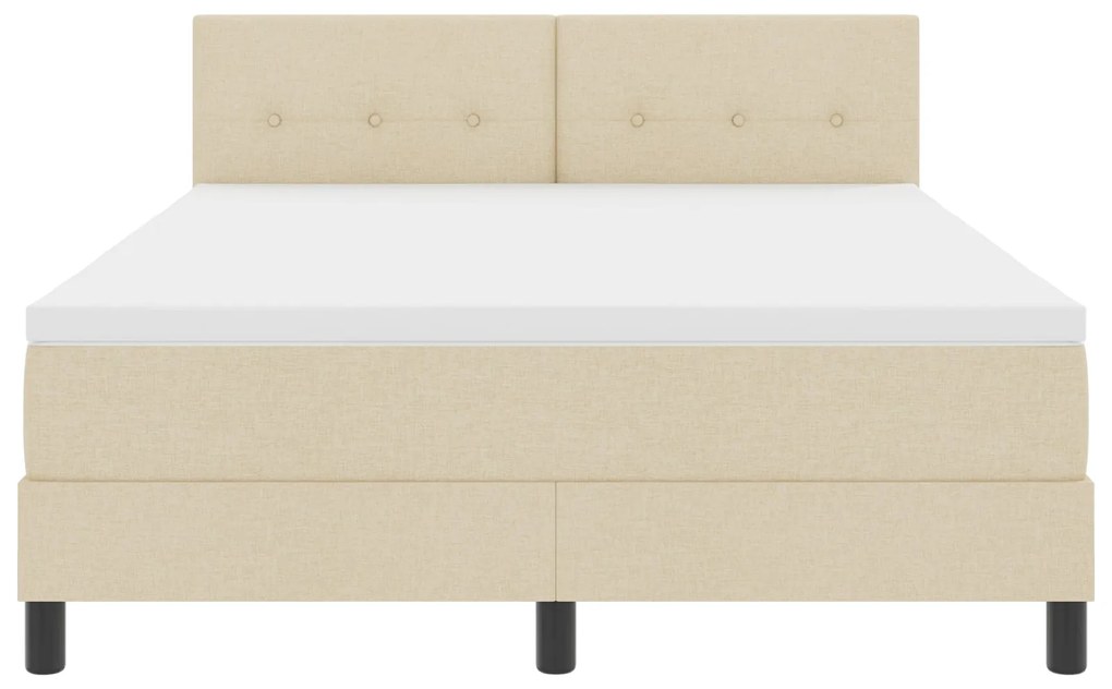 Cama Box Spring com Colchão Creme 140x200 cm Tecido