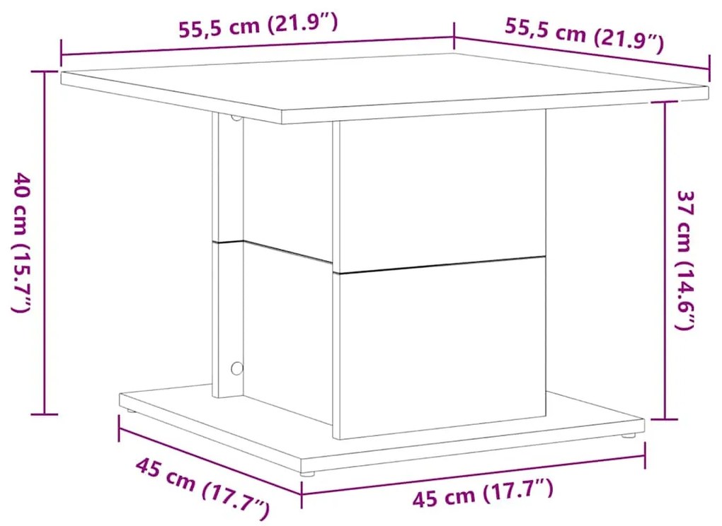 Mesa de Café Carvalho Preto 55,5x55,5x40 cm Madeira de Engenharia