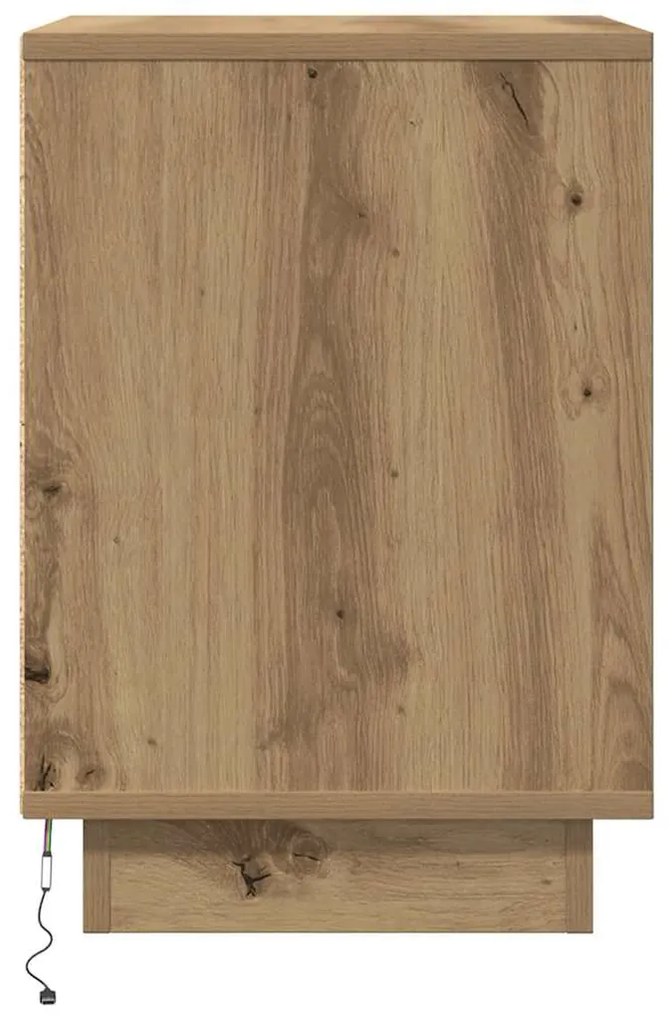 Mesas cabeceira c/ luzes LED 2pcs 38x34x50cm carvalho artesanal