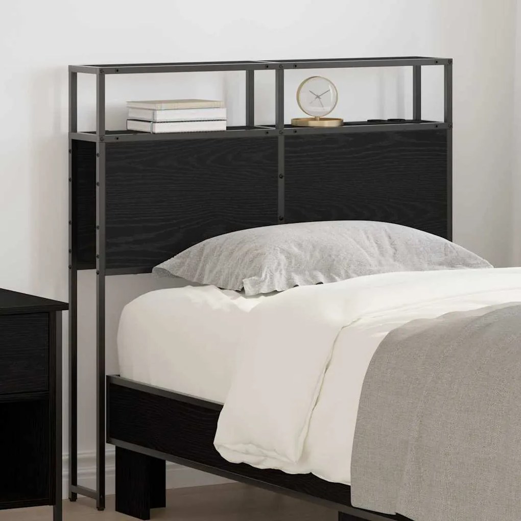 vidaXL Cabeceira de armazenamento com cabeceira Carvalho preto 75 cm