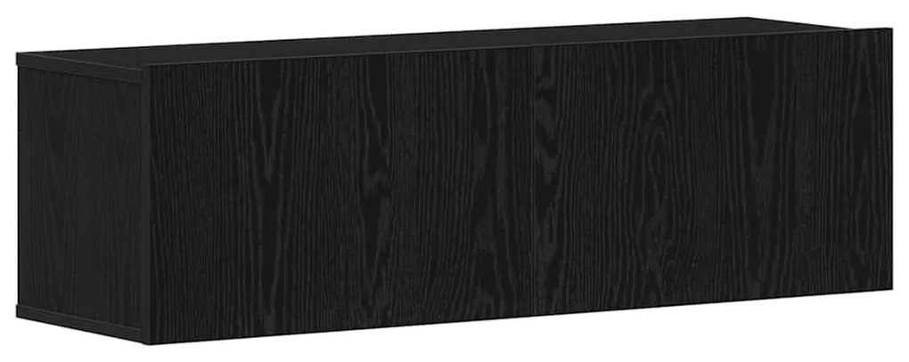 Armário de TV Preto em Madeira de Engenharia 100x30x30 cm