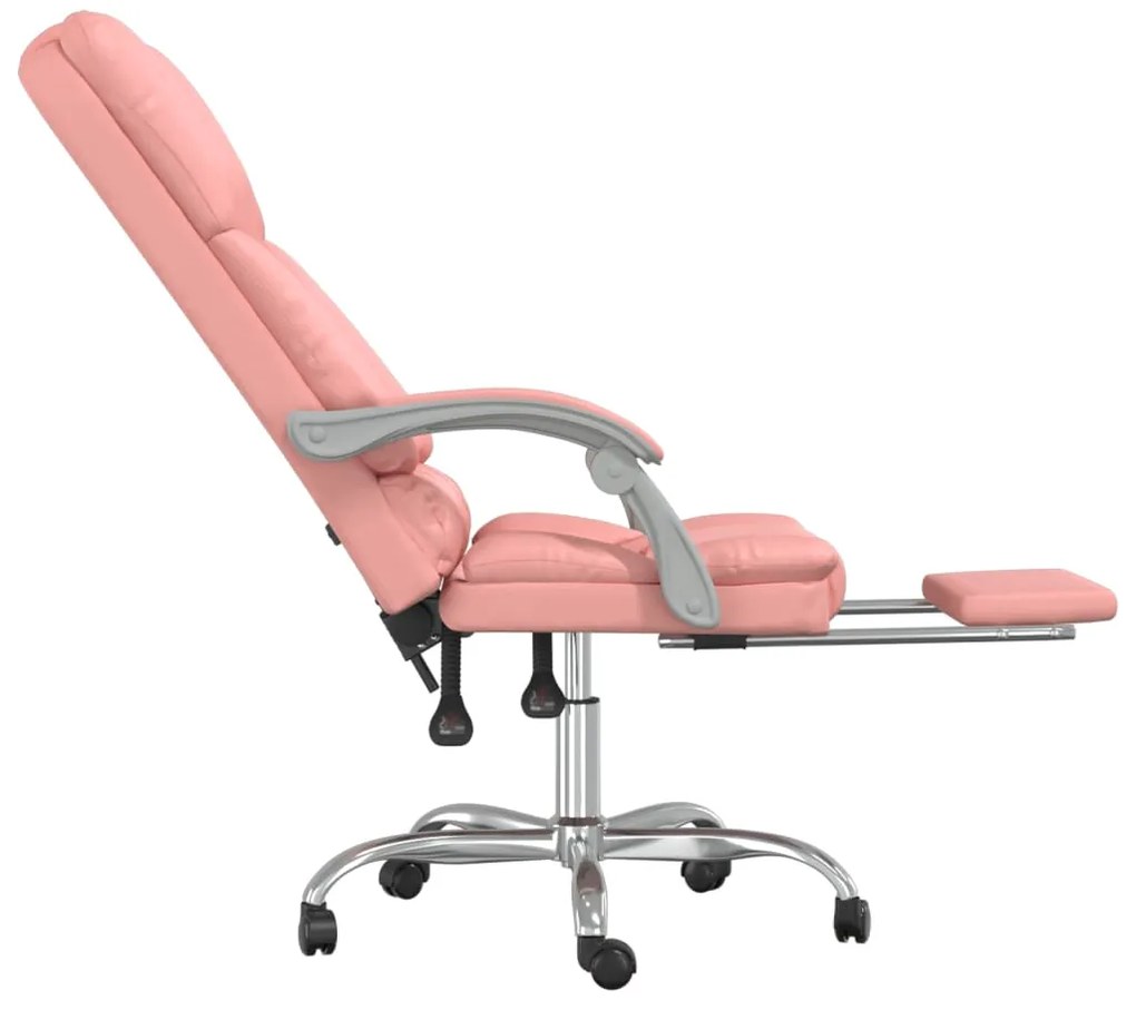 Cadeira escritório massagens reclinável couro artificial rosa