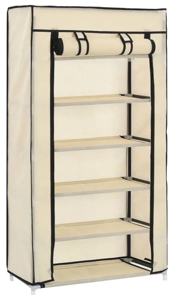 Sapateira com cobertura 58x28x106 cm tecido cor creme