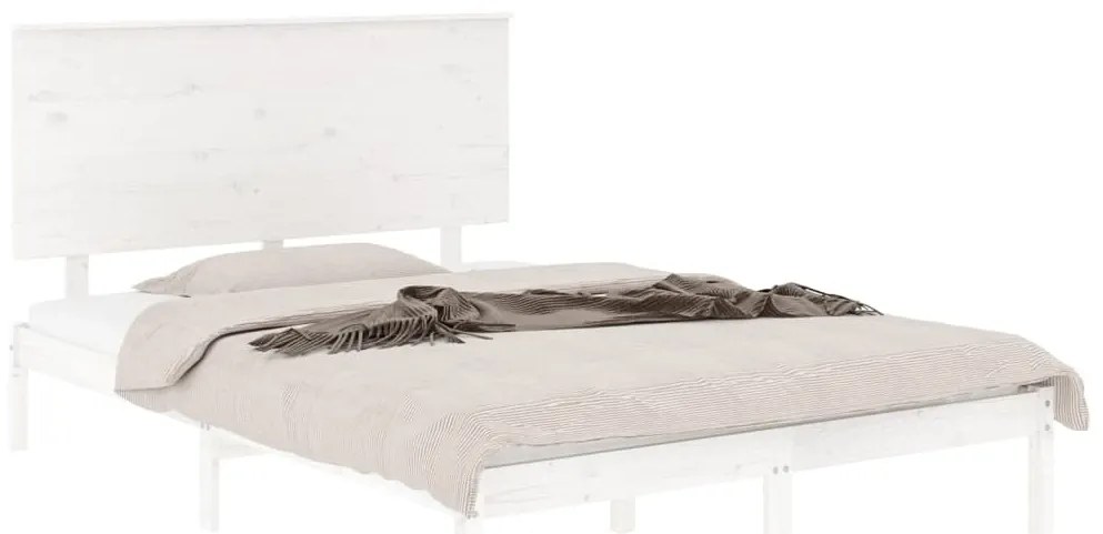 Cama sem colchão 140x200 cm madeira de pinho maciça branco