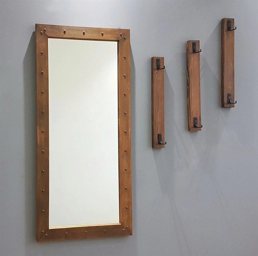 **** Hall Stand V108 – Walnut – Espelho: 50x110 cm, Ganchos: 6x50 cm