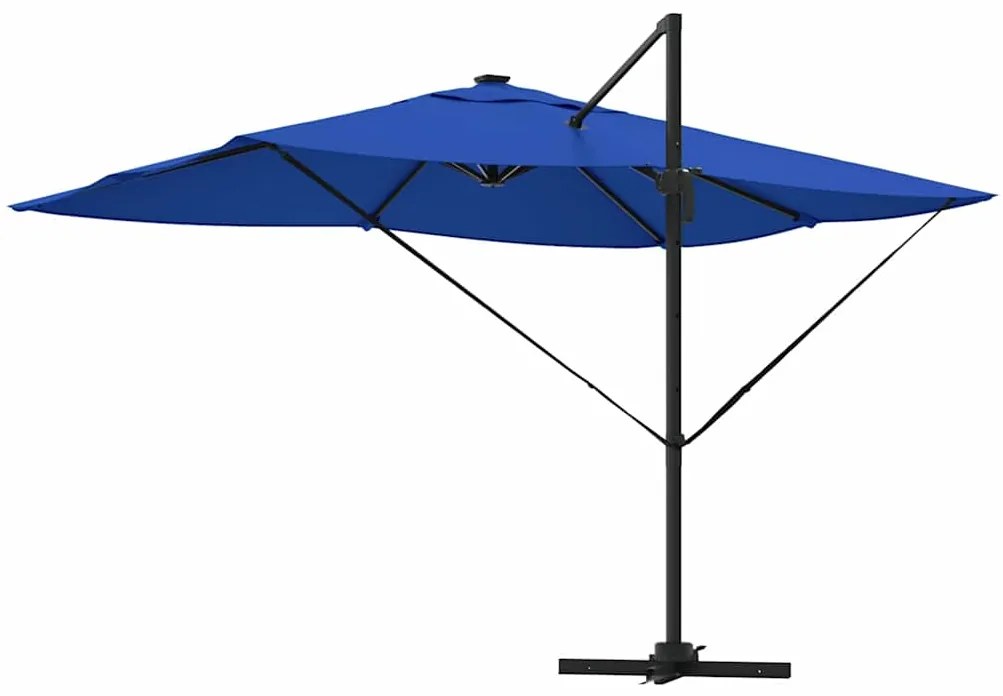 Guarda-sol Cantilever Roma da , com LEDs azuis, medindo 352x251x265 cm