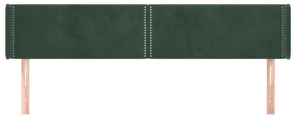Cabeceira de cama c/ abas veludo 203x16x78/88cm verde-escuro