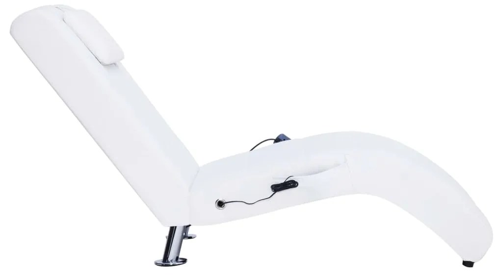 Chaise longue de massagem c/ almofada couro artificial branco