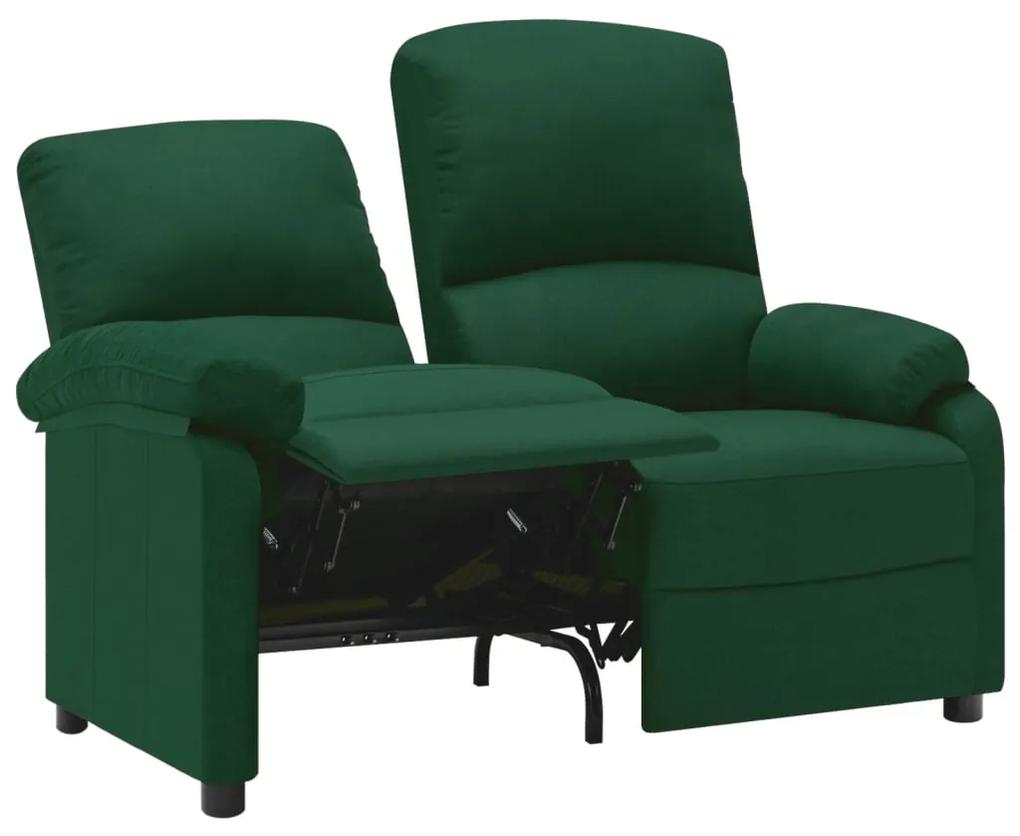 Sofá de 2 lugares reclinável em tecido verde-escuro