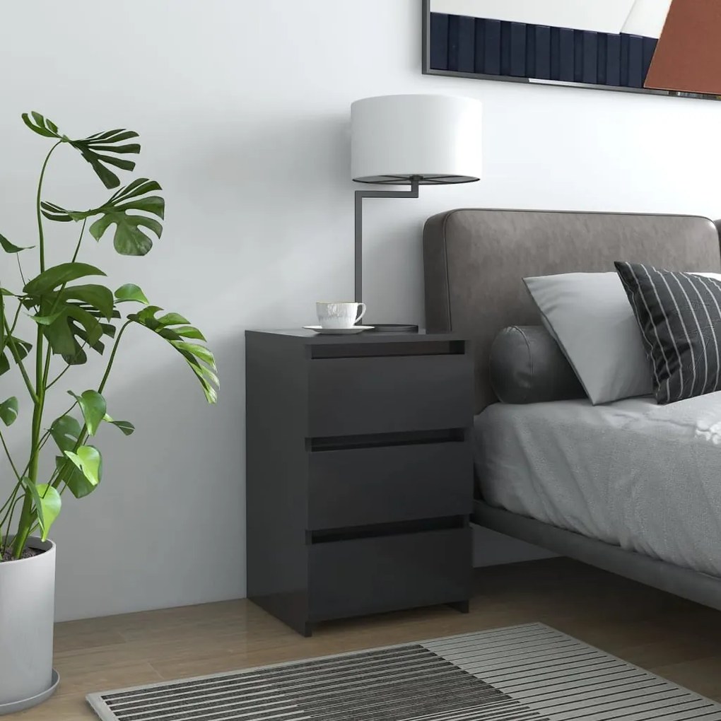 vidaXL Mesas de cabeceira 2 pcs 40x35x62,5 cm contraplacado cinzento