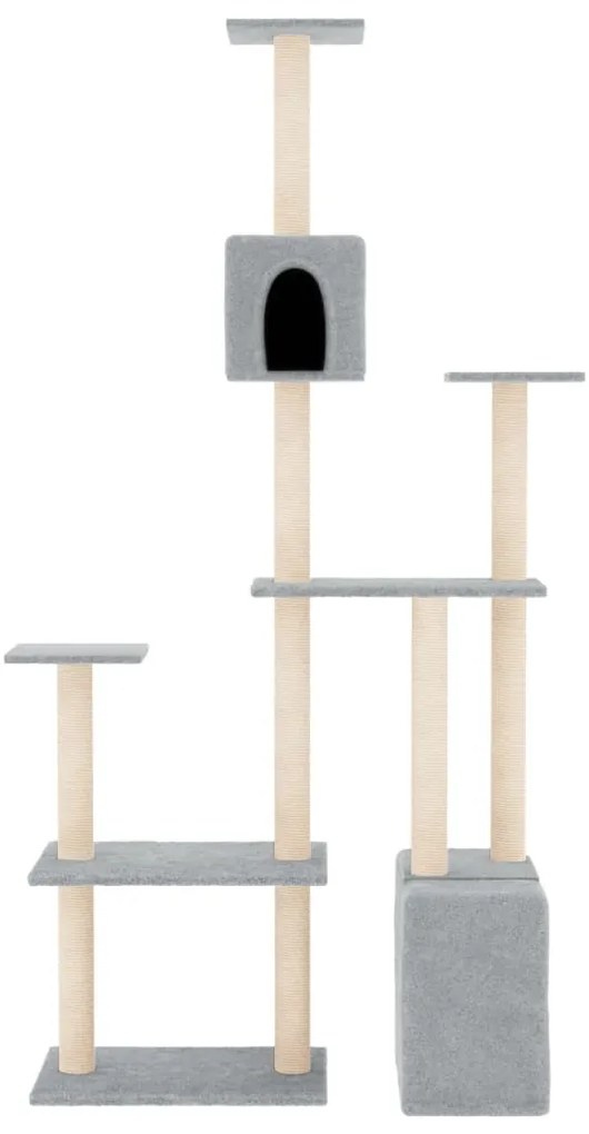 Árvore p/ gatos c/ postes arranhadores sisal 180 cm cinza-claro