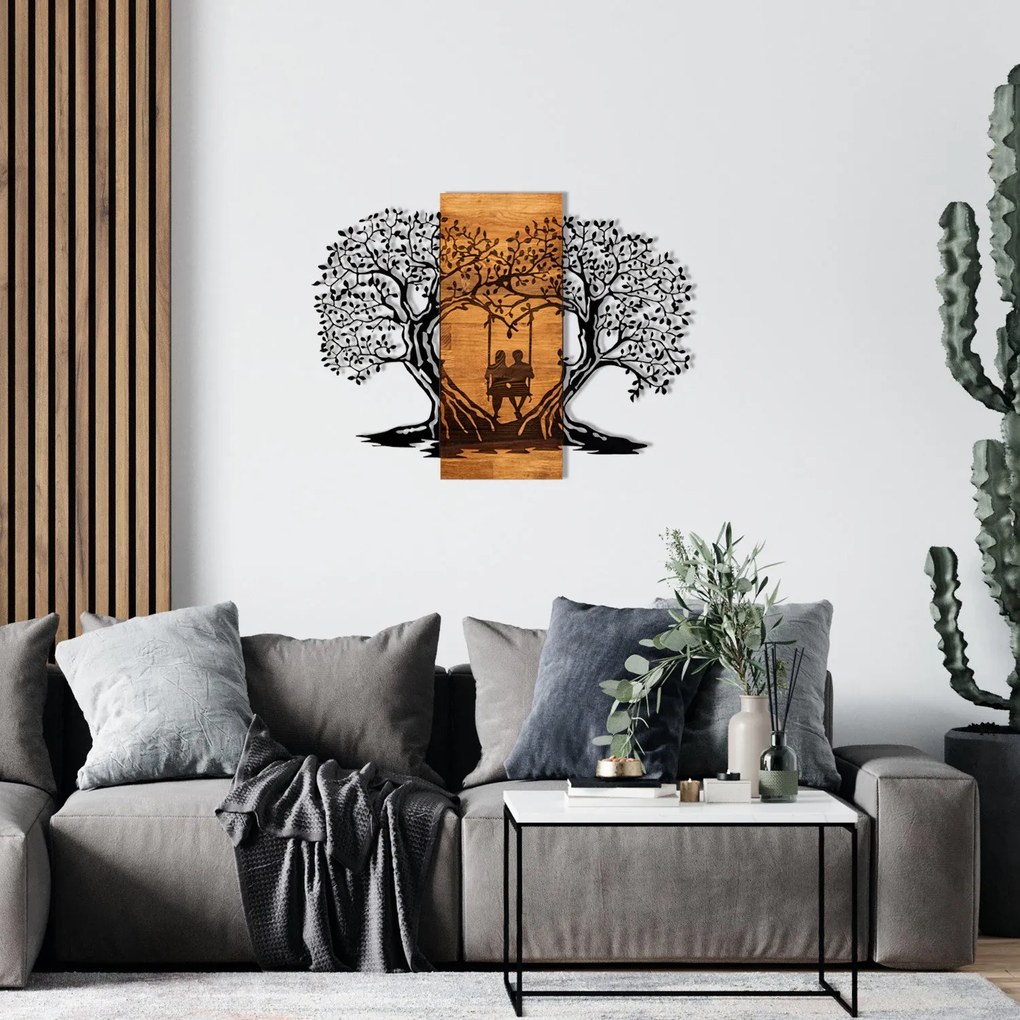 Acessório Decorativo de Parede Eva – Preto e Nogueira – 76 x 58 cm
