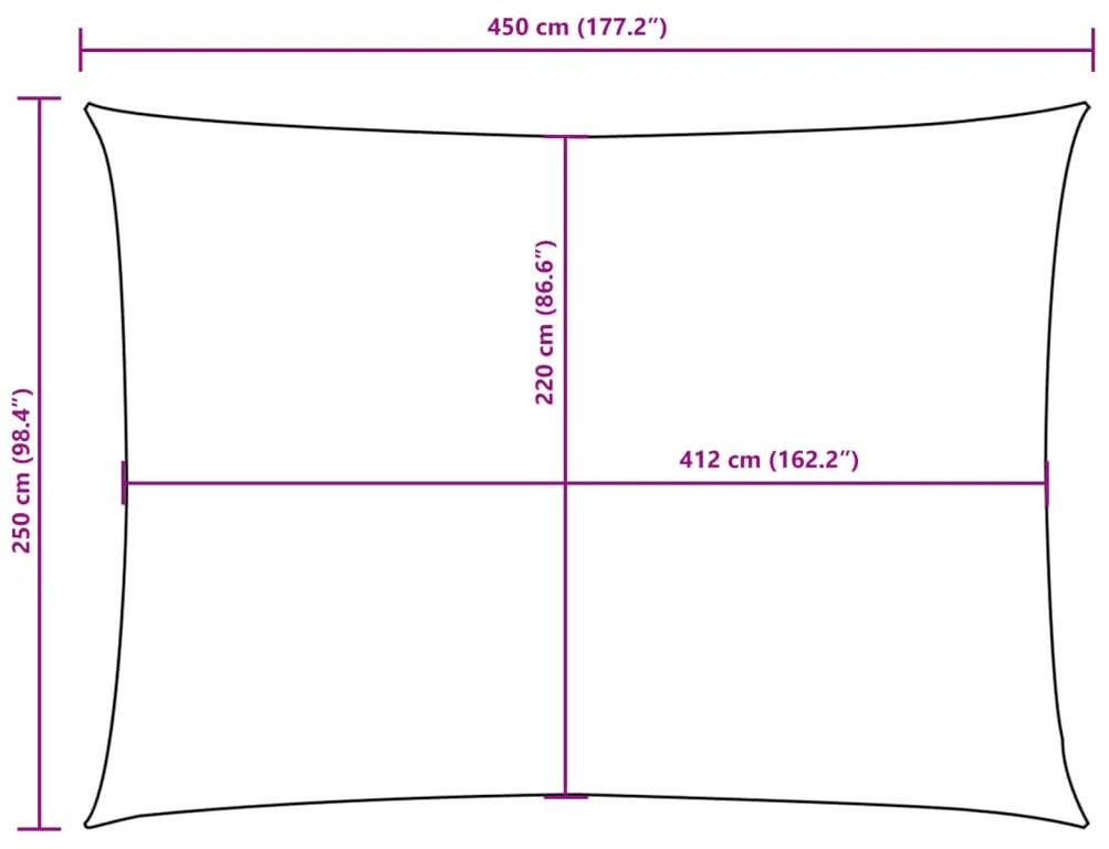 Para-sol estilo vela tecido oxford retangular 2,5x4,5 m amarelo