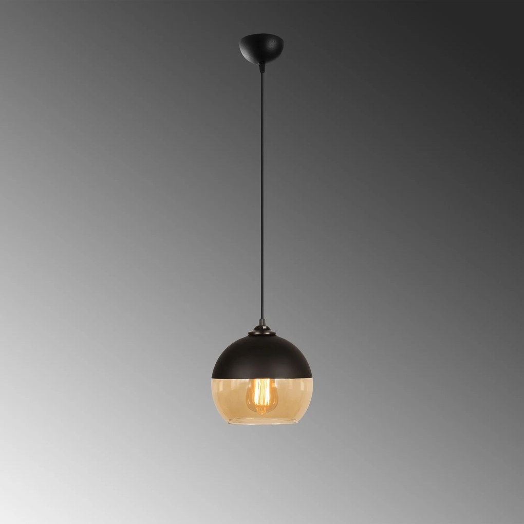 Candeeiro de Teto Camini – Preto Mel – Diâmetro 20 cm, Altura 116 cm