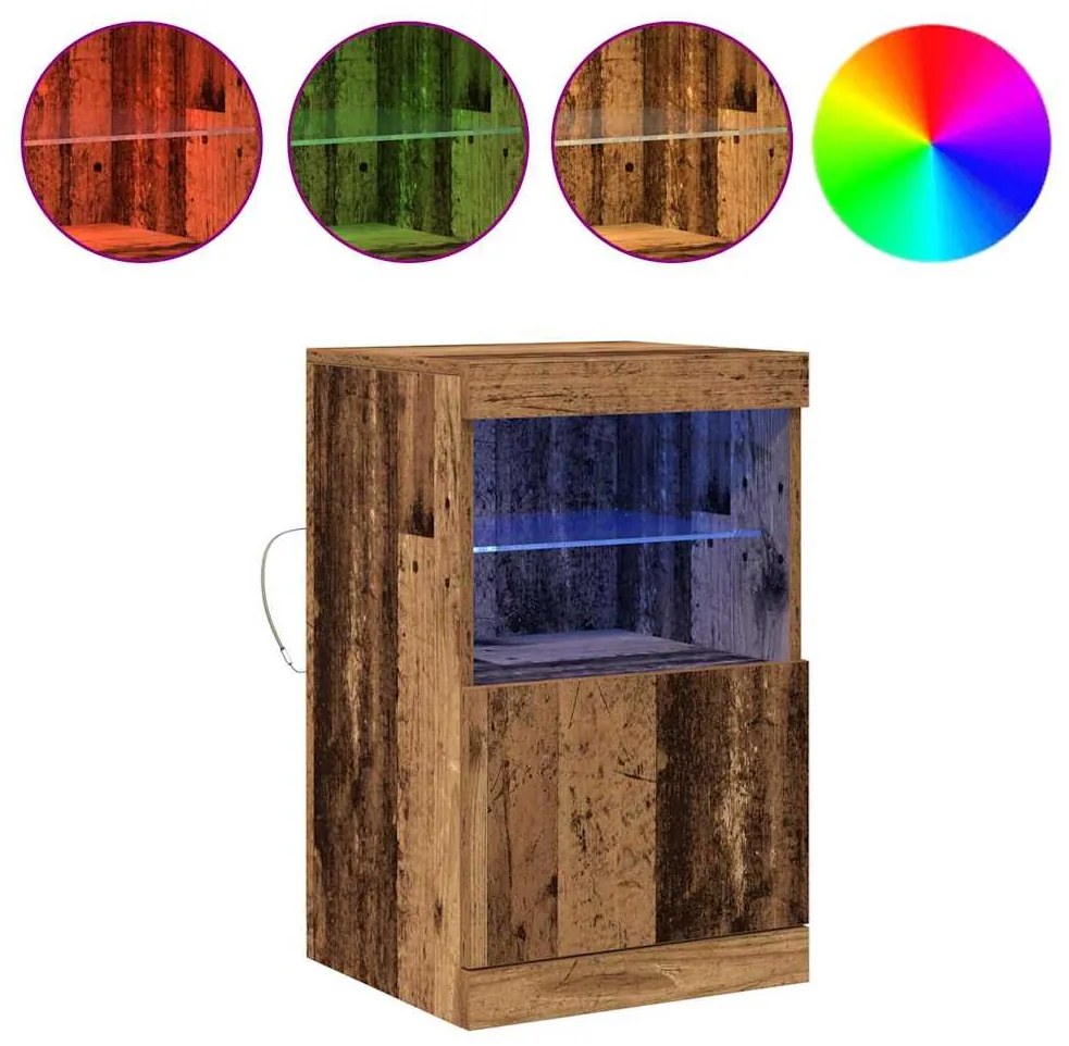 Sideboard vidaXL com Luzes LED Madeira Velha 41x37x67 cm