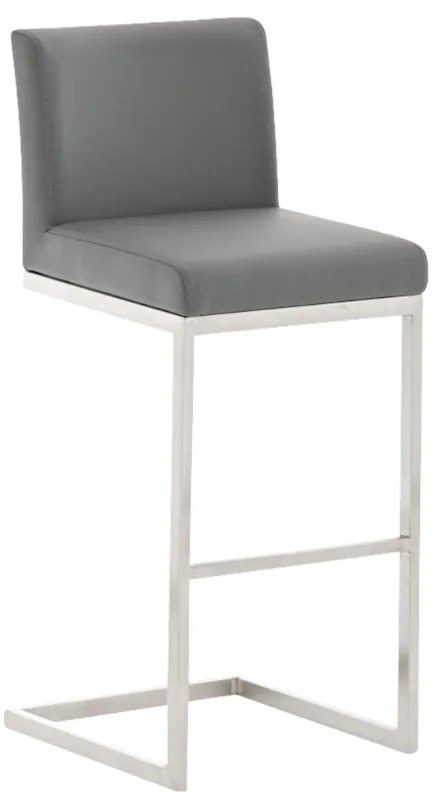 Banco de bar Paros em couro sintético 42 x 104 x 48 cm Cinzento