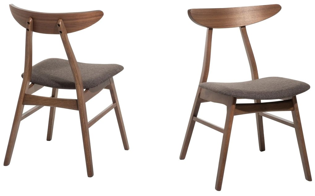 Conjunto de 2 cadeiras de jantar em madeira escura e cinzento LYNN Beliani