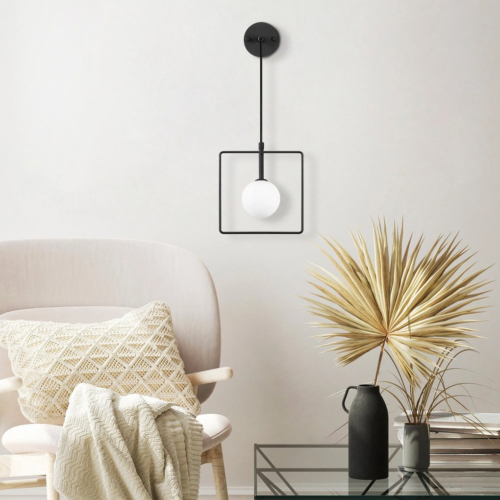 Aplique de Parede Geometri – Preto/Branco – 22 x 15 cm
