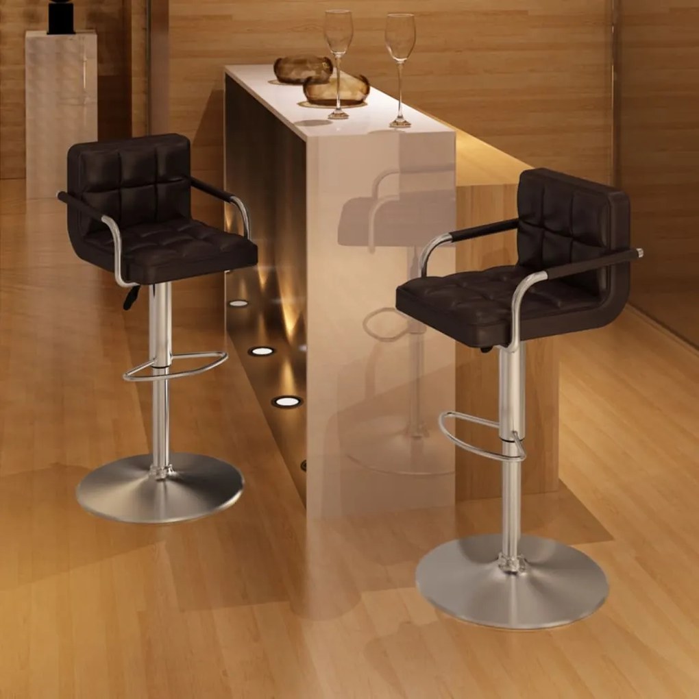 vidaXL Bancos de bar 2 pcs couro artificial castanho