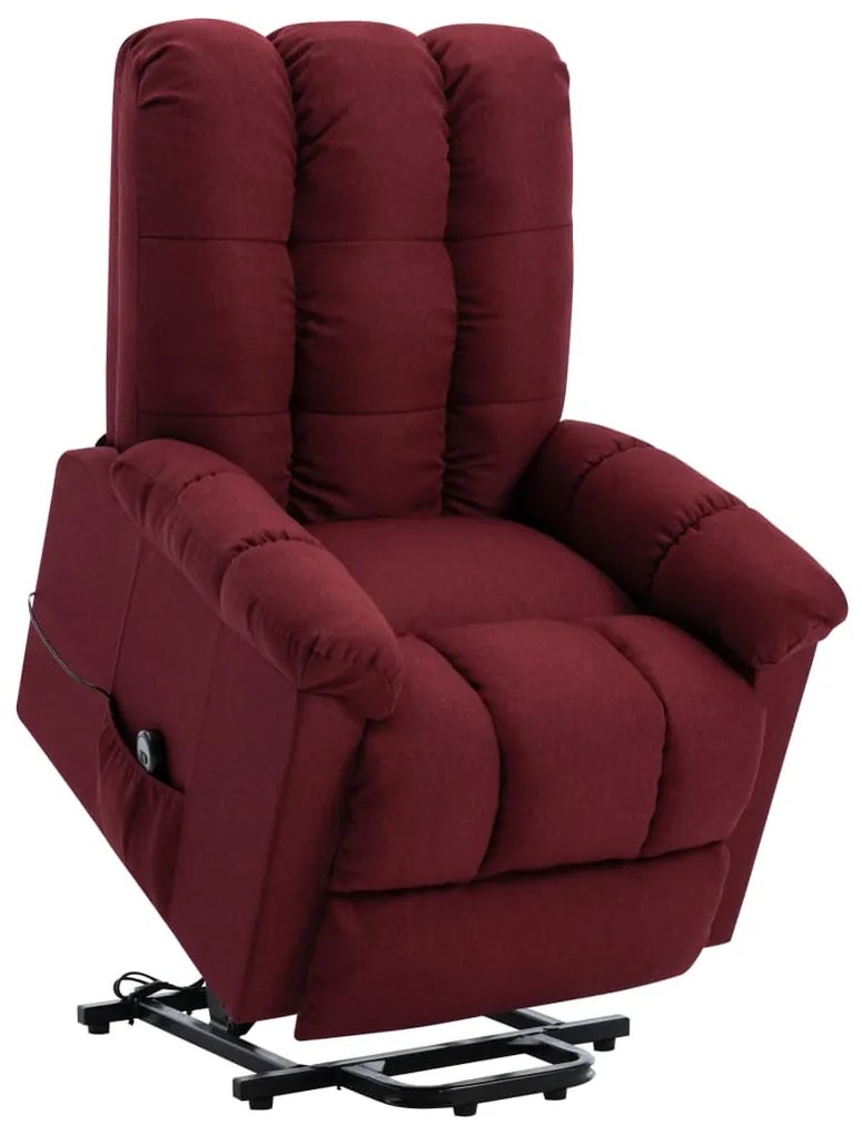vidaXL Poltrona elevatória tecido vermelho tinto