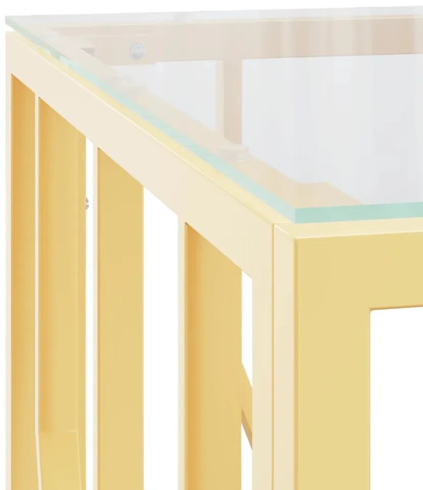 Mesa de centro 50x50x50 cm aço inoxidável e vidro dourado