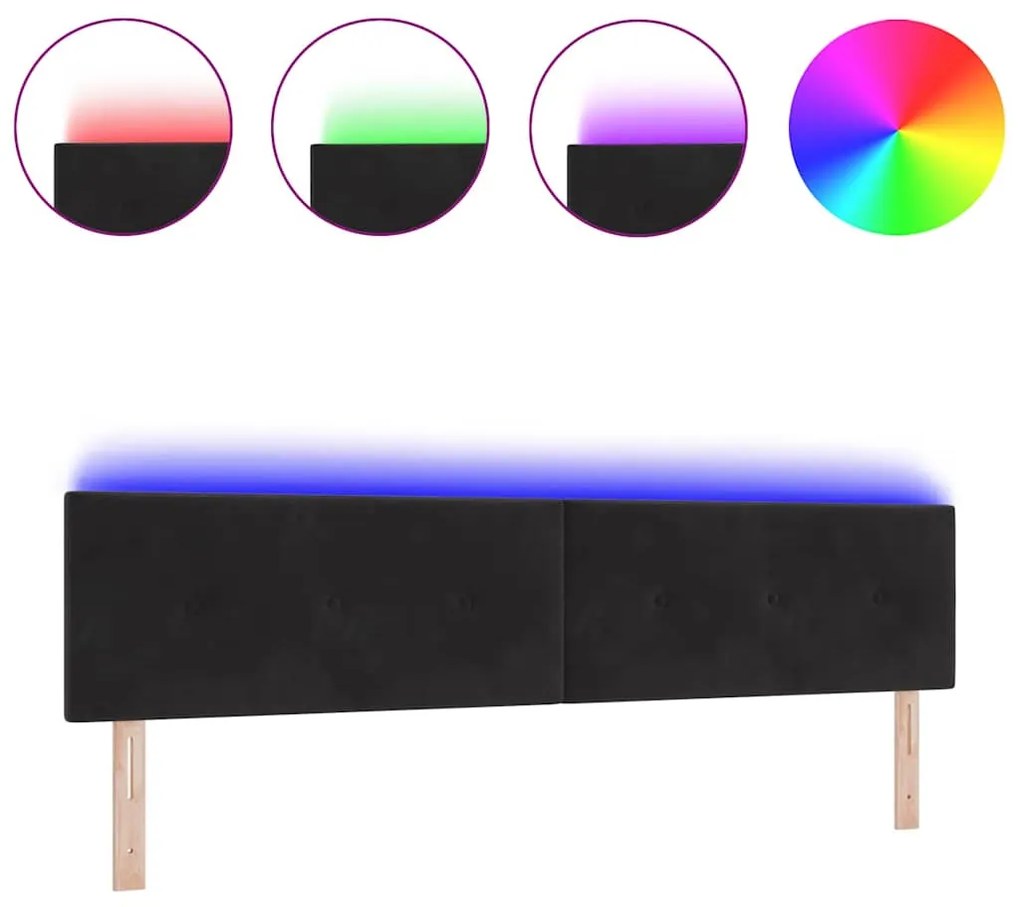 Cabeceira LED vidaXL Botões estofada Preta 100 cm Veludo