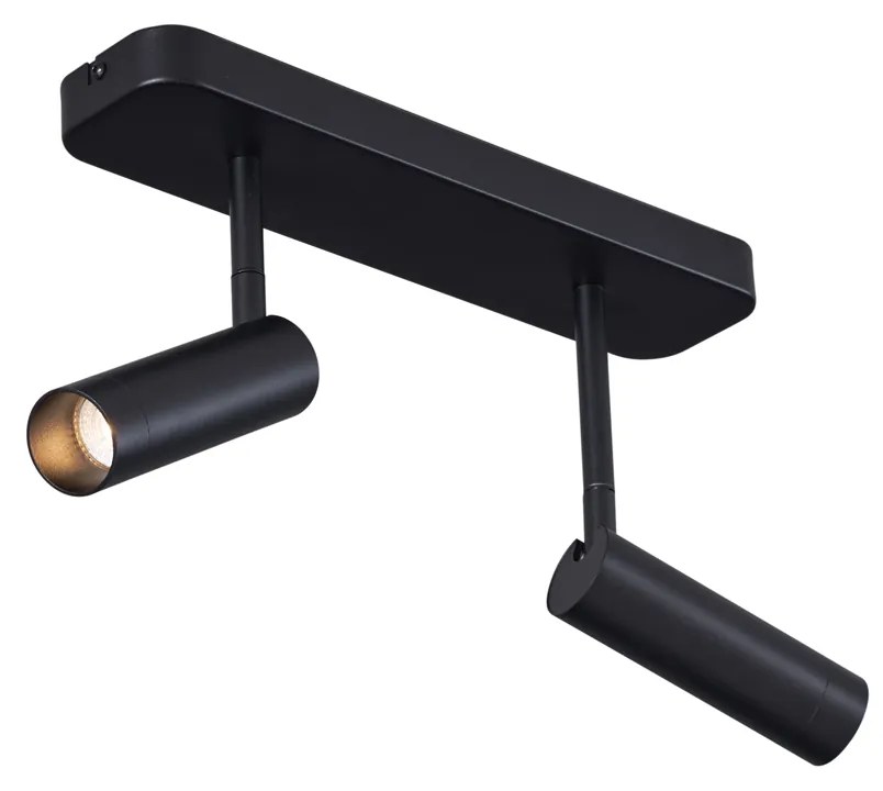 Foco de teto arredondado preto GU10 35mm 2-luzes giratório e inclinável - Kate