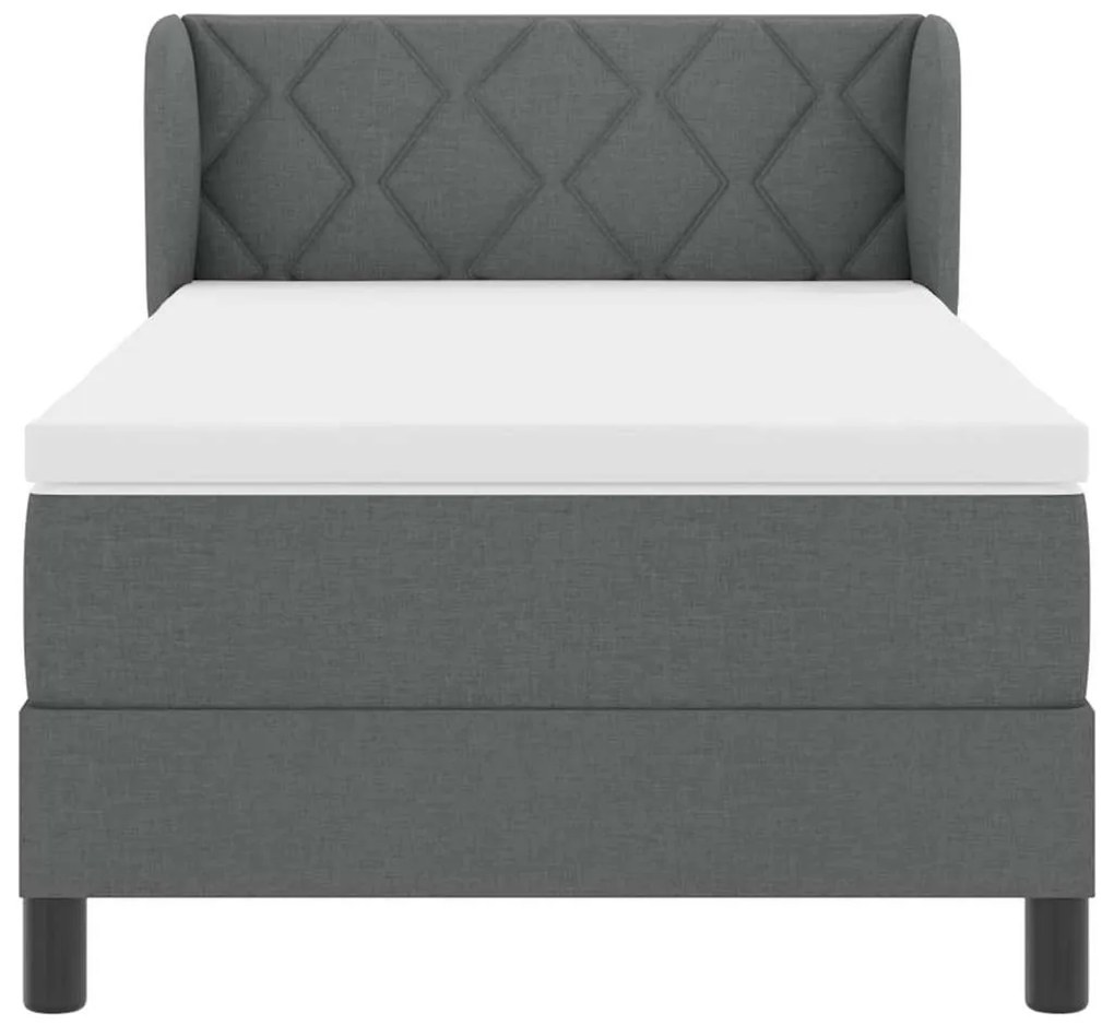 Cama Box Spring com Colchão vidaXL Cinza Escuro 90x200 cm Tecido