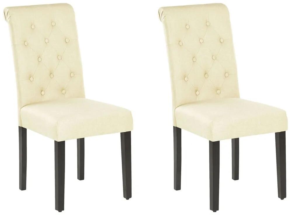 Conjunto de 2 cadeiras em tecido creme VELVA Beliani