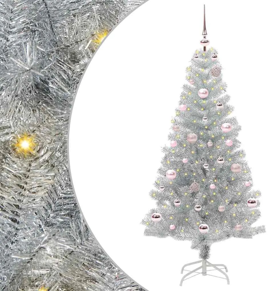 vidaXL Árvore de Natal com 150 LEDs com suporte Prateado 150 cm PET