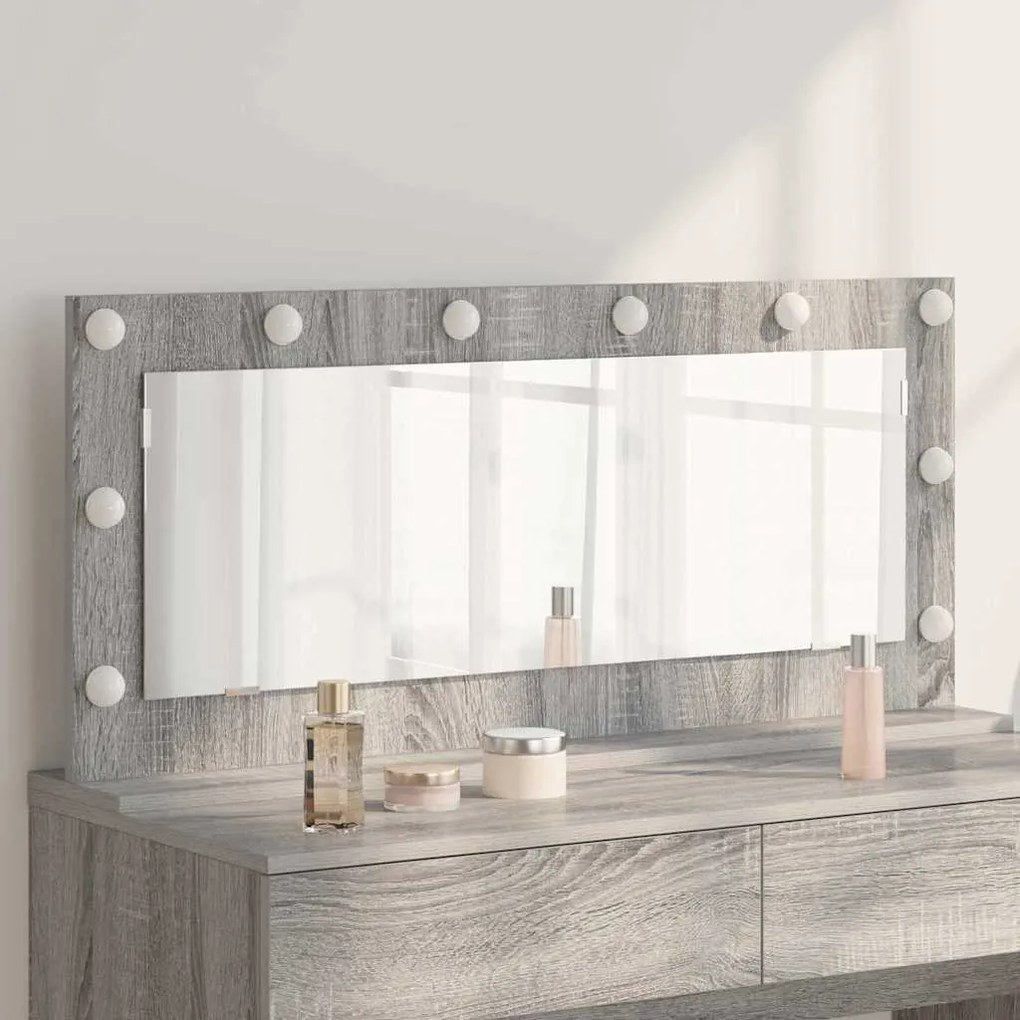 Espelho de Maquilhagem com Luzes LED Cinza Sonoma 100x45x18 cm
