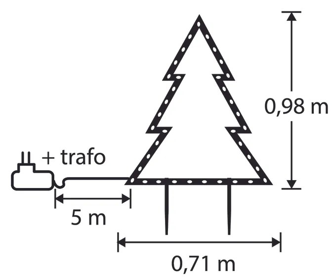 Holofote de Árvore de Natal Preto 71cm incl. LED IP44 - Kas