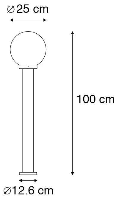 Poste de luz exterior moderno aço inoxidável 100 cm com esfera de plástico IP44 - Sfera