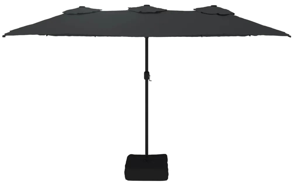 Guarda-sol de jardim com cabeça dupla 449x245 cm preto