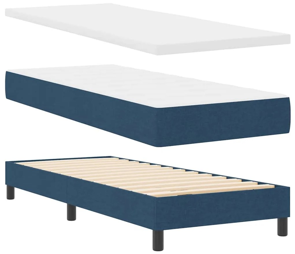 Camas Box Spring vidaXL com Colchão Azul 80x200 cm Tecido