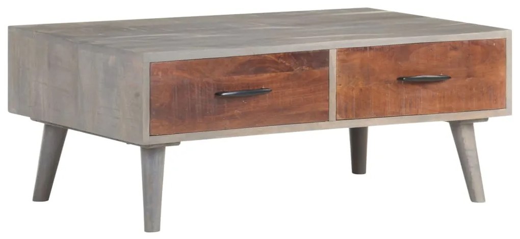 Mesa de centro 100x60x40 cm mangueira maciça áspera cinzento