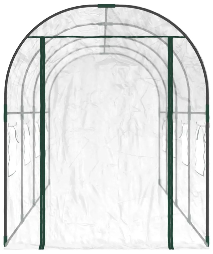 Estufa 160x400x190 cm PVC e aço revestido a pó transparente