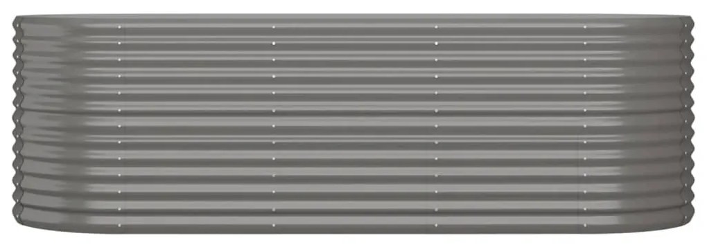 Canteiro elevado jardim 224x80x68cm aço revestido a pó cinzento