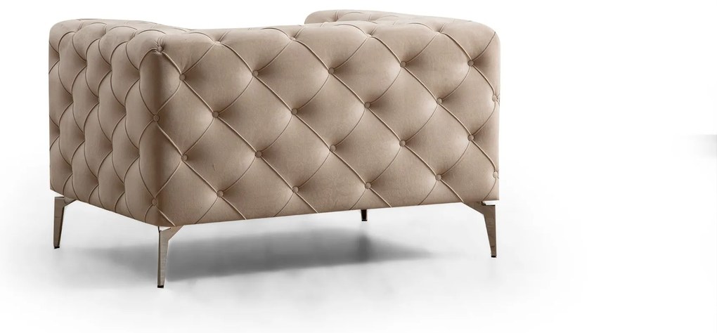 Poltrona Francisca – Design Moderno com Pernas Cromadas – Ecru – 108x9