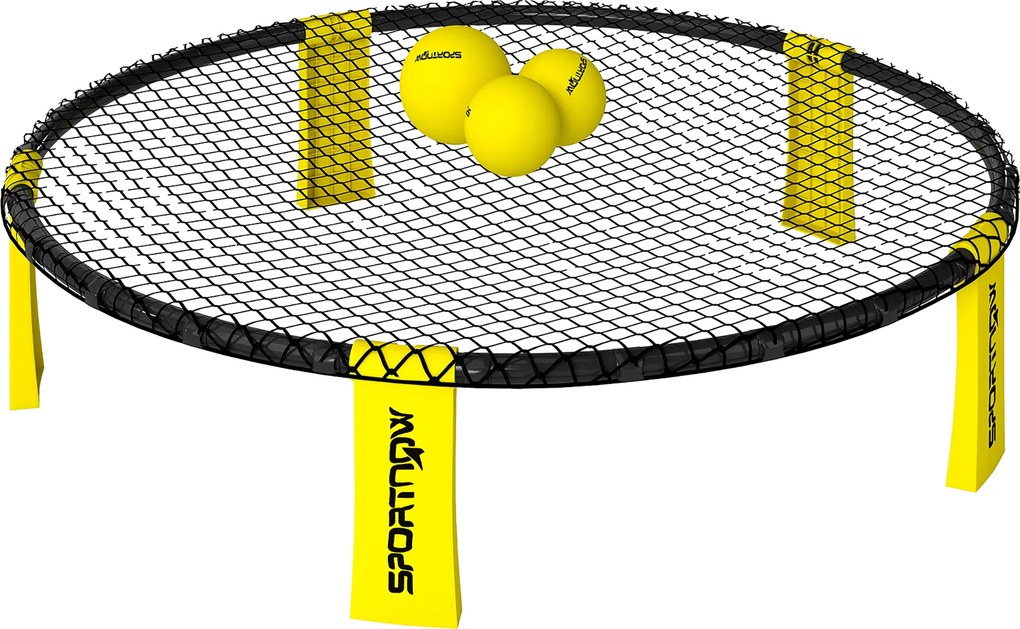 SPORTNOW Conjunto Roundnet com rede de jogo, 3 bolas, bolsa de transporte, bomba Blinngoball Ø92 x 20 cm Amarelo | Aosom Portugal